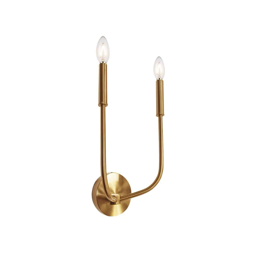 Aged Brass Modern Dimmable 2-Light Wall Sconce