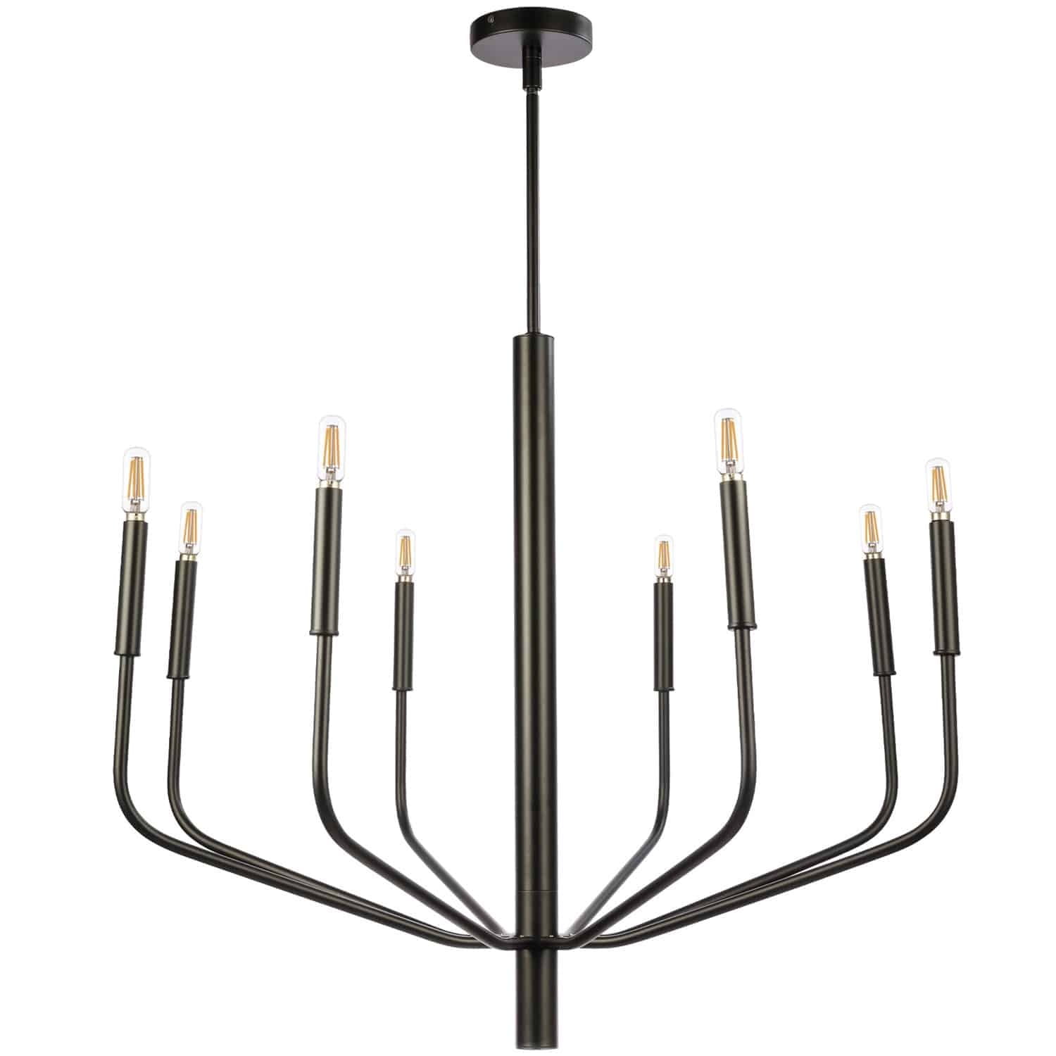Eleanor 32" Aged Brass and Black 8-Light Chandelier