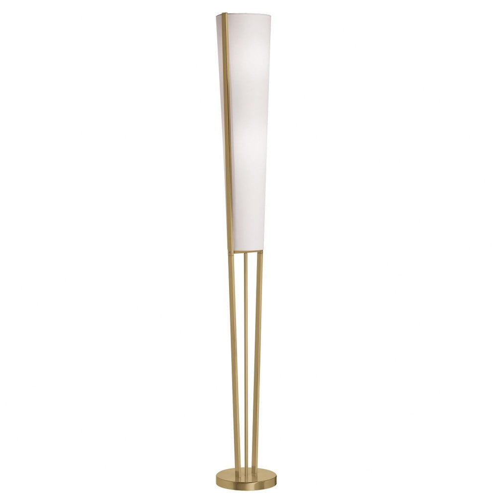 Modern Brass Floor Lamp with White Cone Shade, 61 Inches