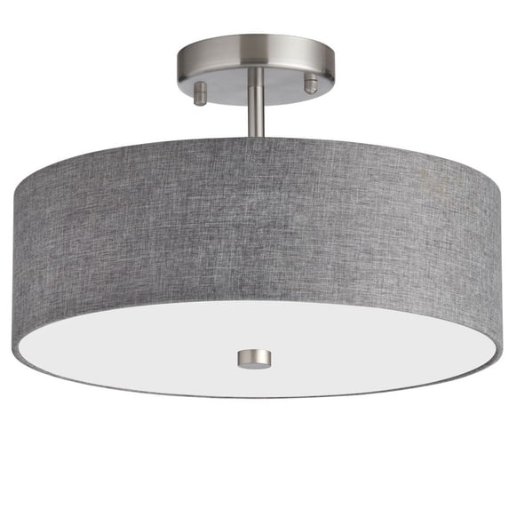 Dainolite Fabric Transitional 3 Light Everly Gray Semi-Flush Mount