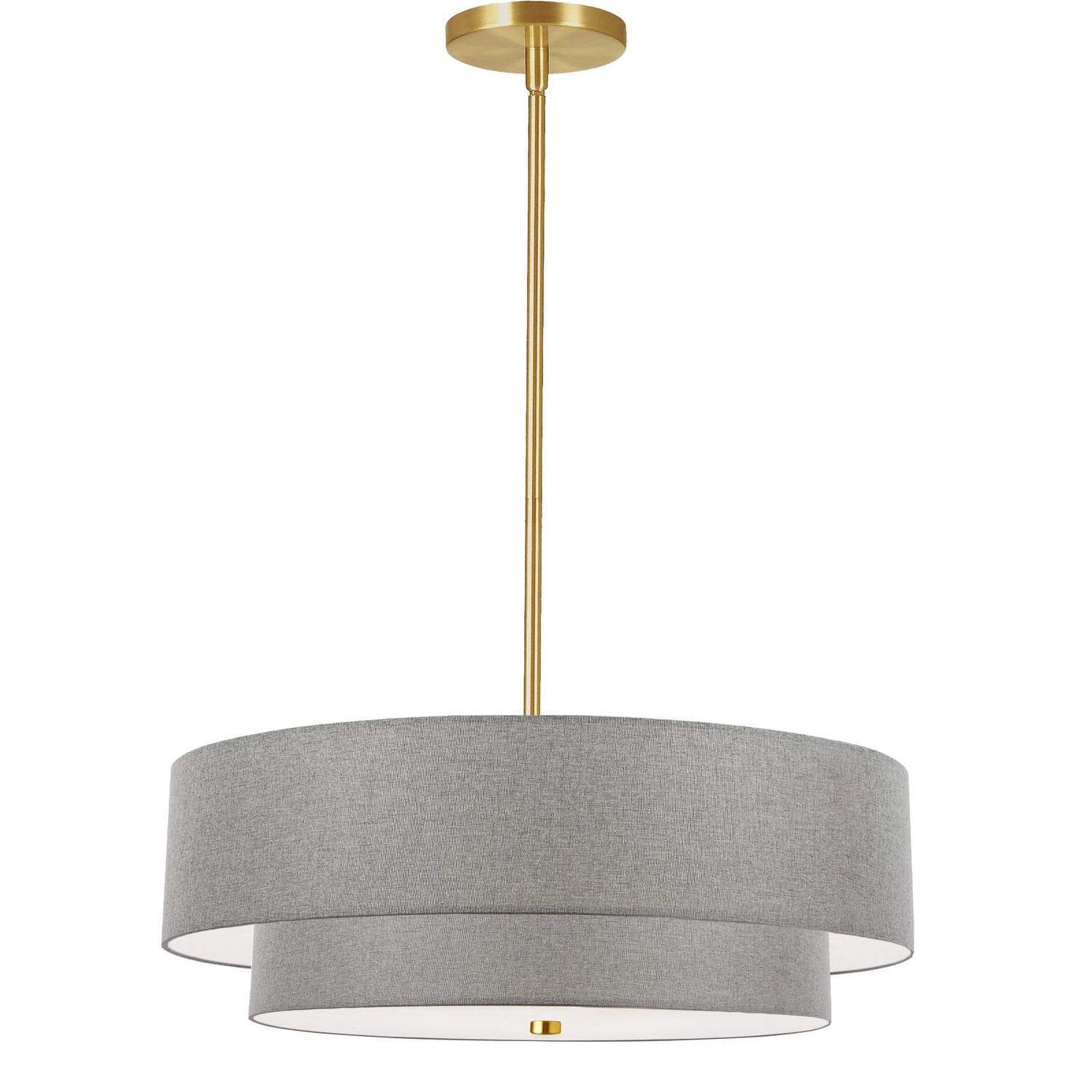 Aged Brass and Gray 2-Tier Drum Pendant Light