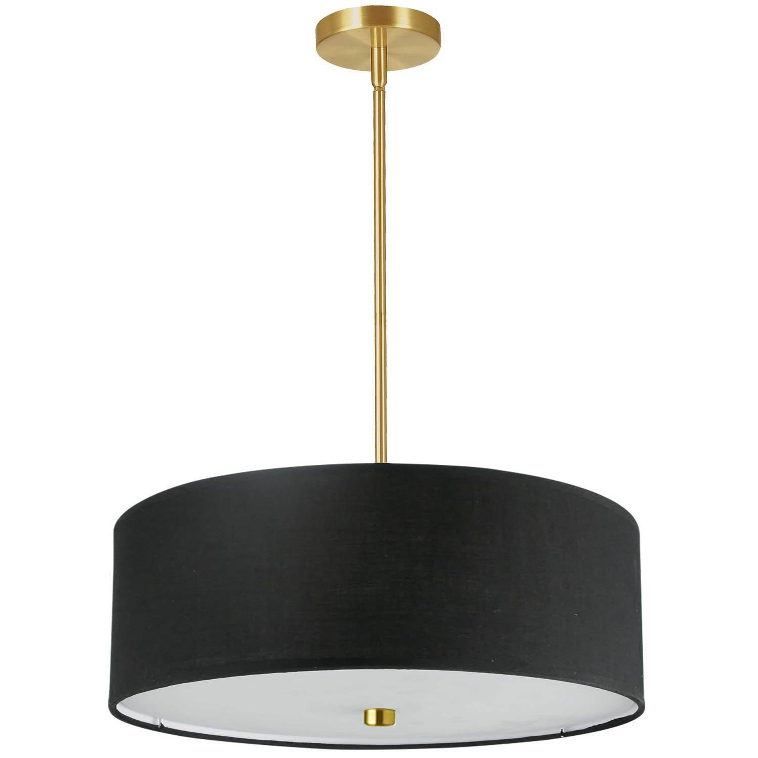 Everly Transitional 20" Aged Brass Drum Pendant with White Shade