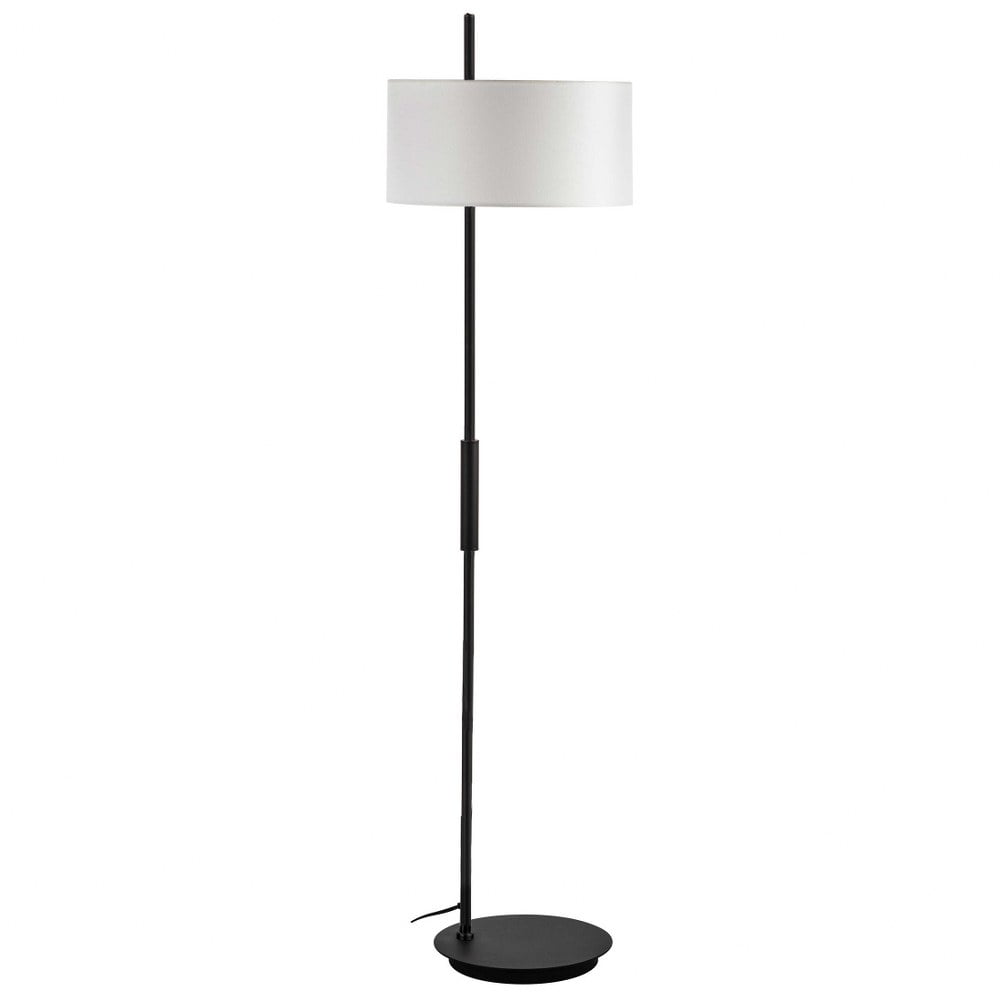 Matte Black and White Metal Floor Lamp with Fabric Shade