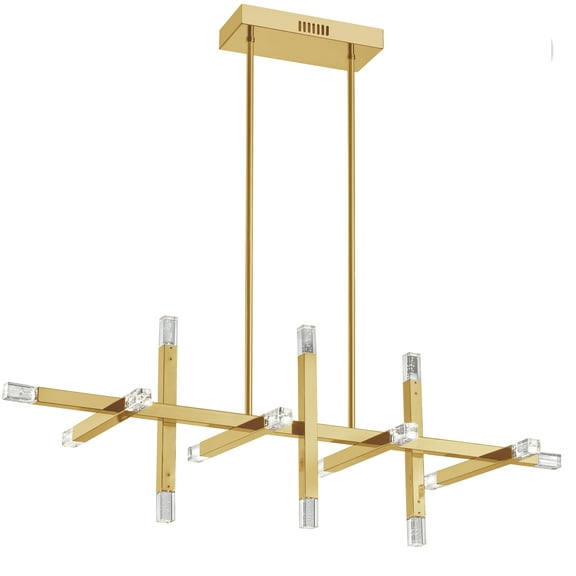 Dainolite  Francesca 64W Contemporary Aged Brass Luxury Linear Chandelier
