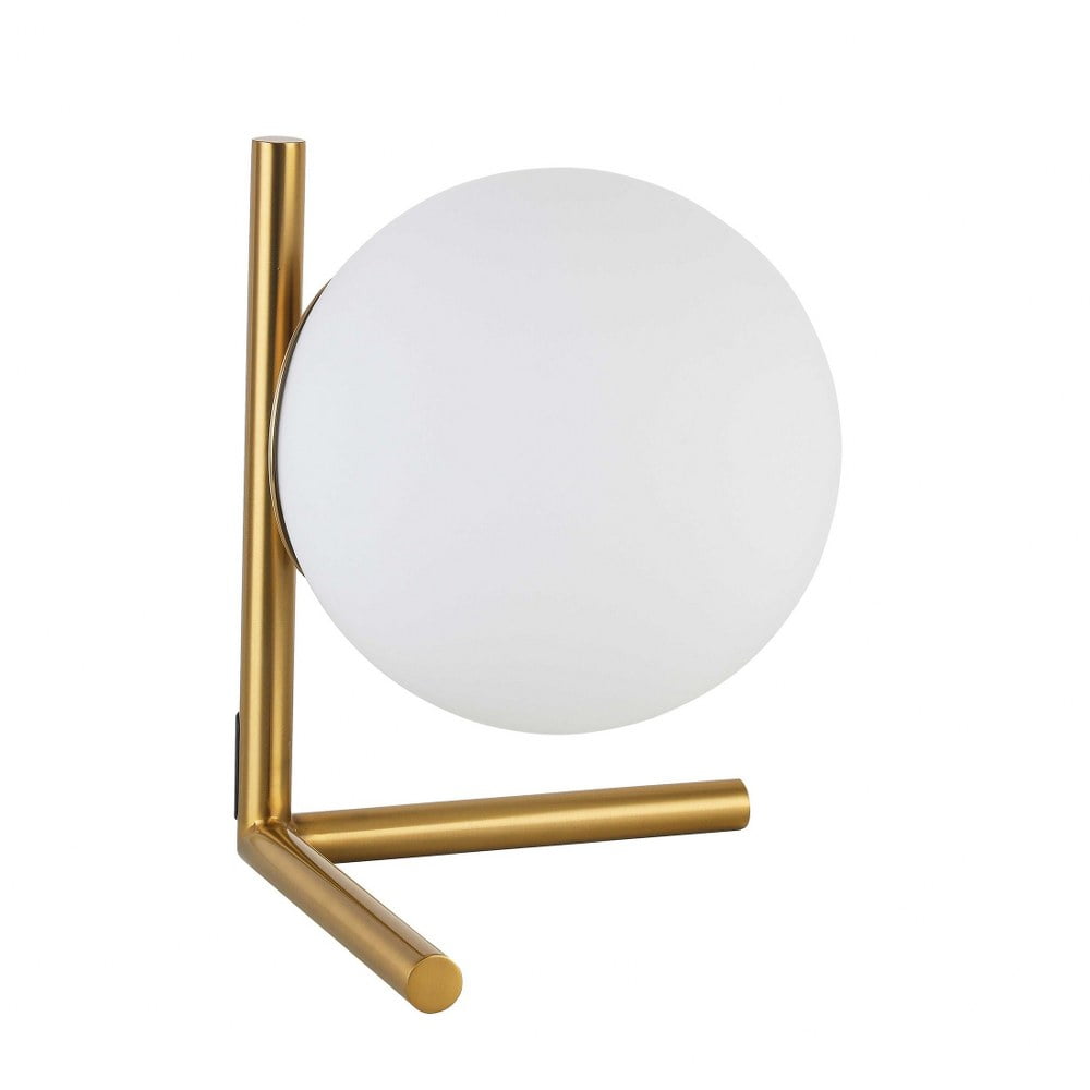 Aged Brass and White Globe Modern Table Lamp