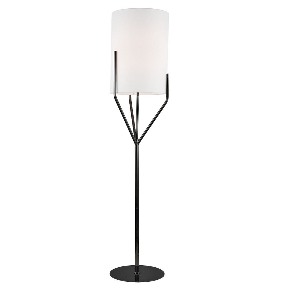 Khloe 65'' Matte Black Modern Floor Lamp with White Drum Shade