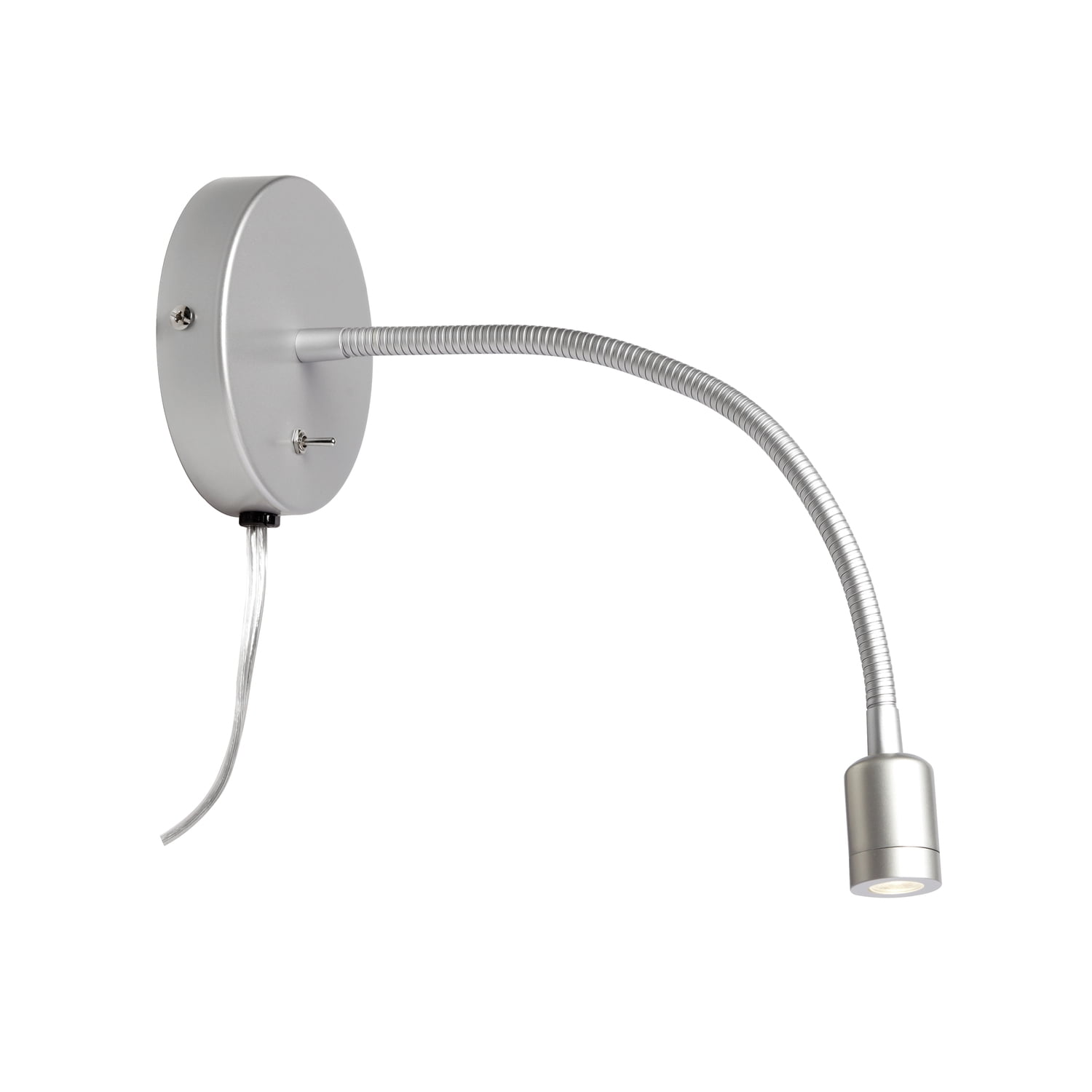 Silver Modern LED Wall Sconce with Gooseneck Arm