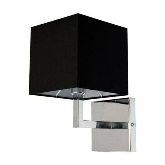 Dainolite 1 Light Incandescent Wall Sconce, Polished Chrome with Black Shade Finish