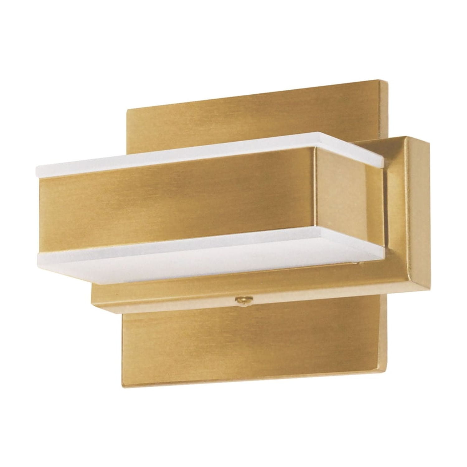 Modern Aged Brass LED Vanity Light with Rectangular Shade
