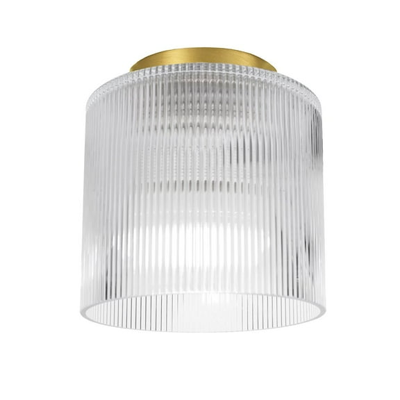Dainolite 1 Light Flush Mount in Aged Brass w/ Fluted Glass