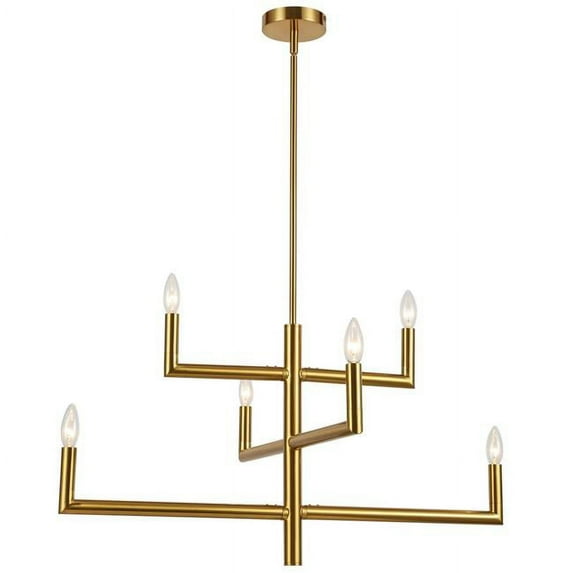 Dainolite Nor-326C Nora 6 Light 32" Wide Chandelier - Brass