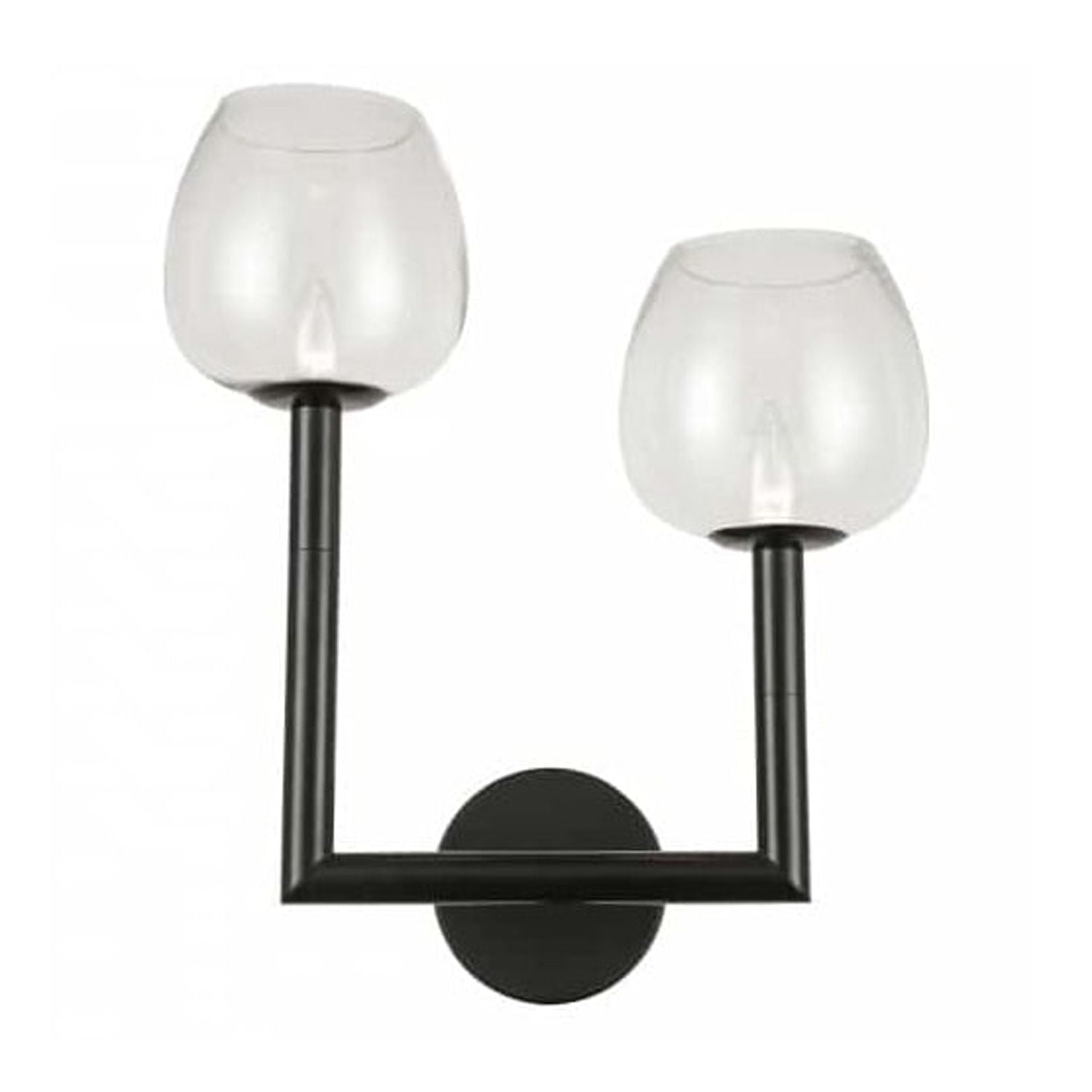 Matte Black Modern Cylinder Wall Sconce with Clear Glass Shades