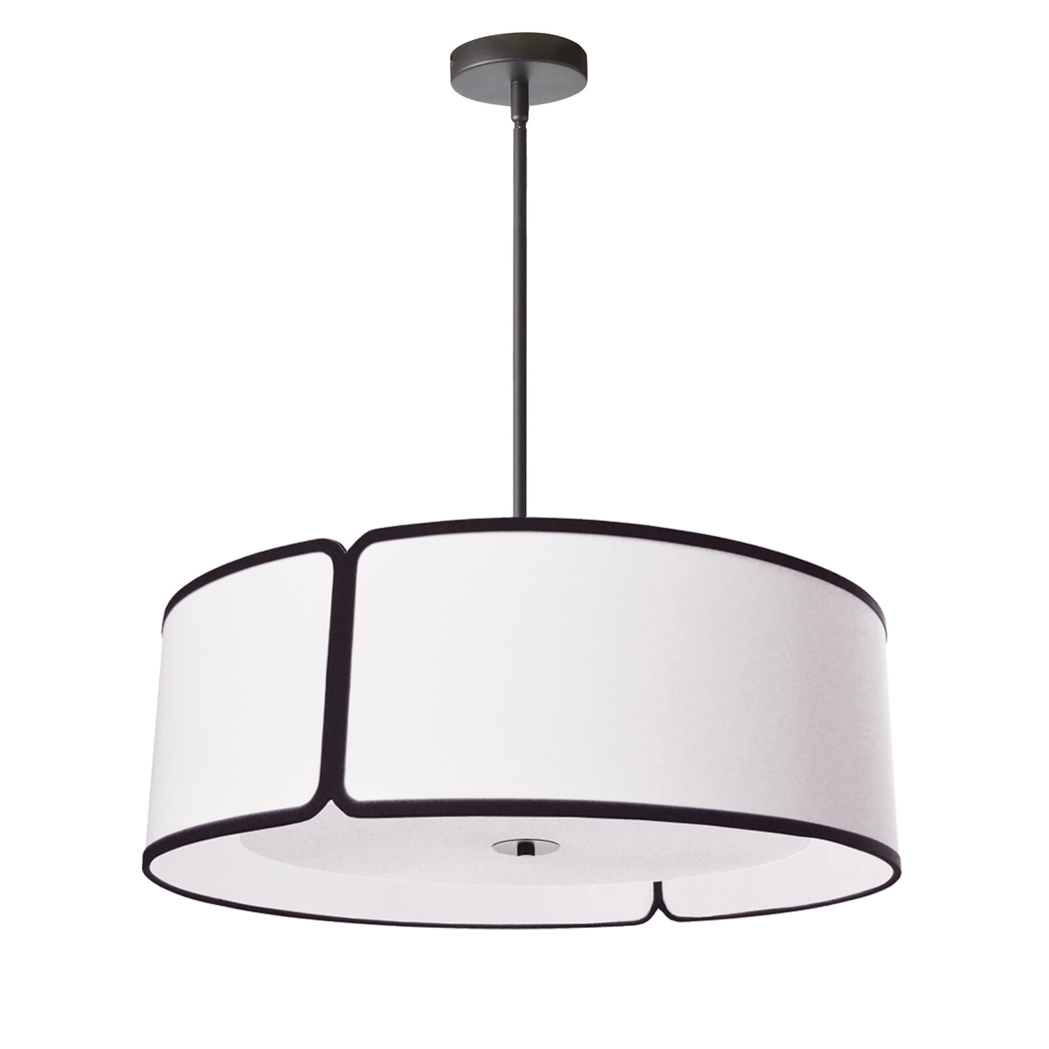 Matte Black and White Drum Pendant Light