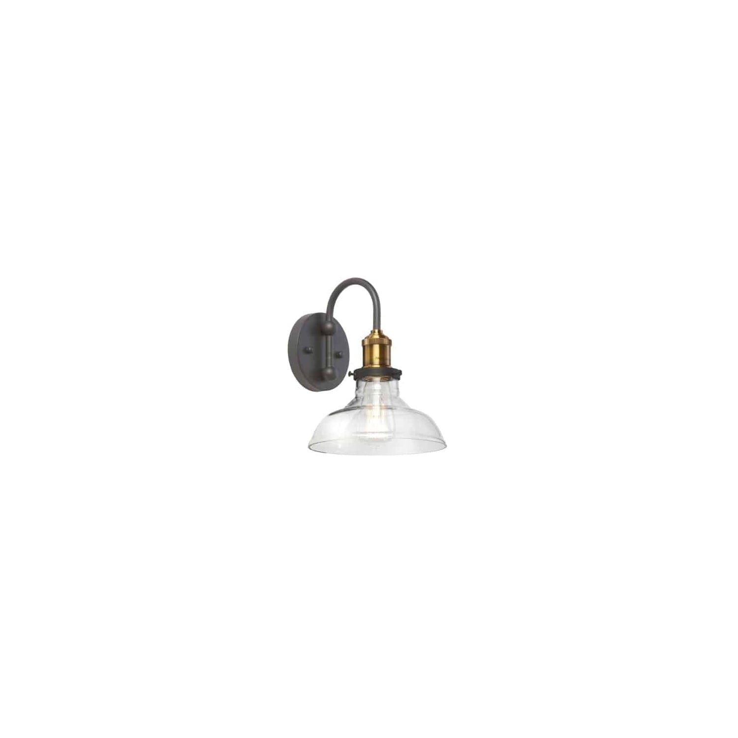 Modern Black 8" Wall Sconce with Clear Bowl Shade and Dimmable Feature