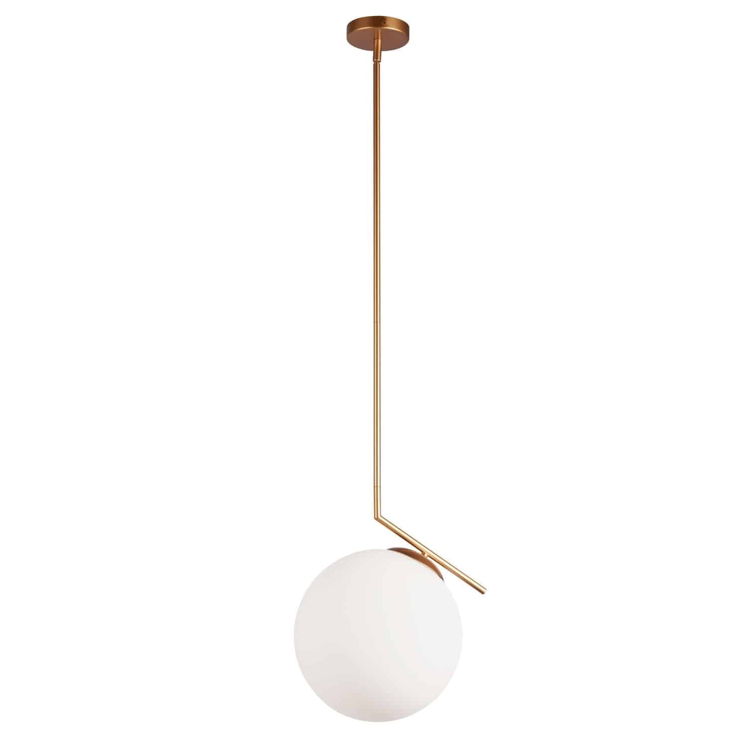 Gold and White Globe Pendant Light with Glass Shade