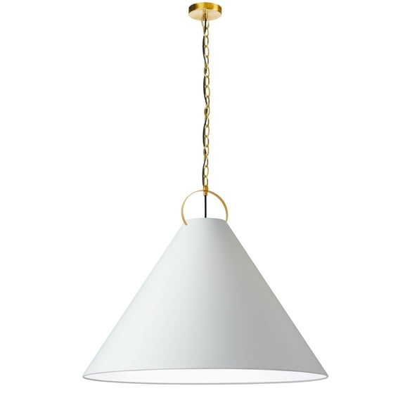 Dainolite PCN-321P-AGB-790 1 Light Incandescent Pendant, Aged Brass with White Shade