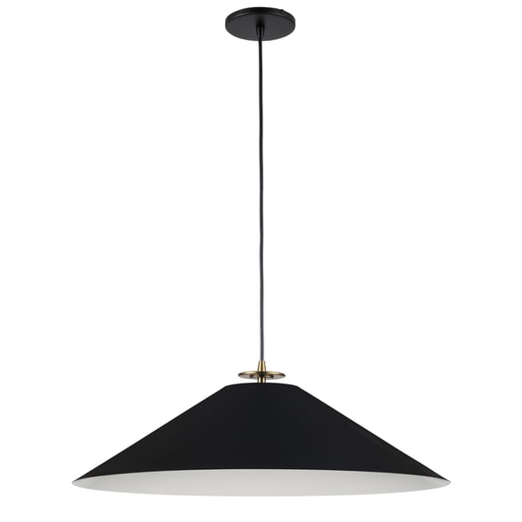 Dainolite PDC-241P-AGB-MB 24 in. Prudence 1 Light Incandescent Pendant, Aged Brass & Matte Black