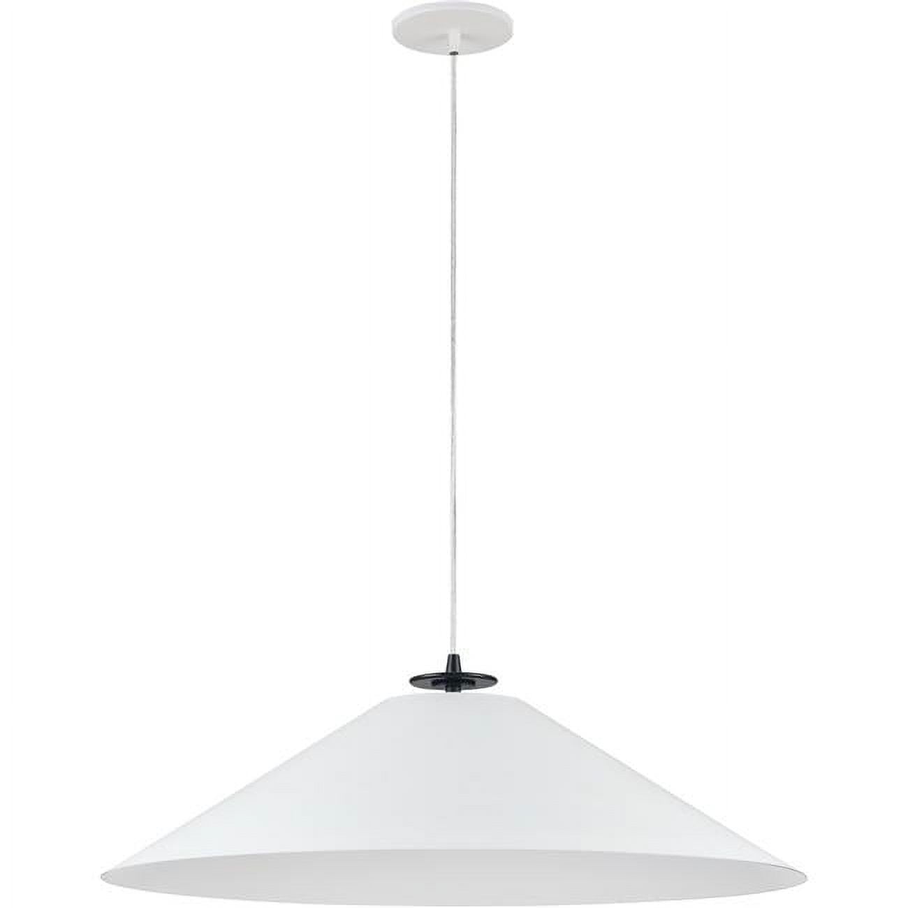 24" Matte Black and White Metal Drum Pendant Light