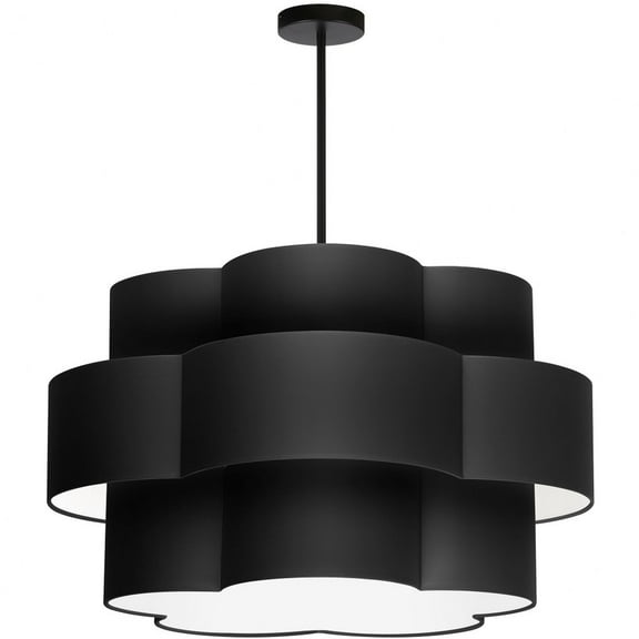 Dainolite - Phlox - 4 Light 3-Tier Chandelier-Matte Black Finish-Black  Shade