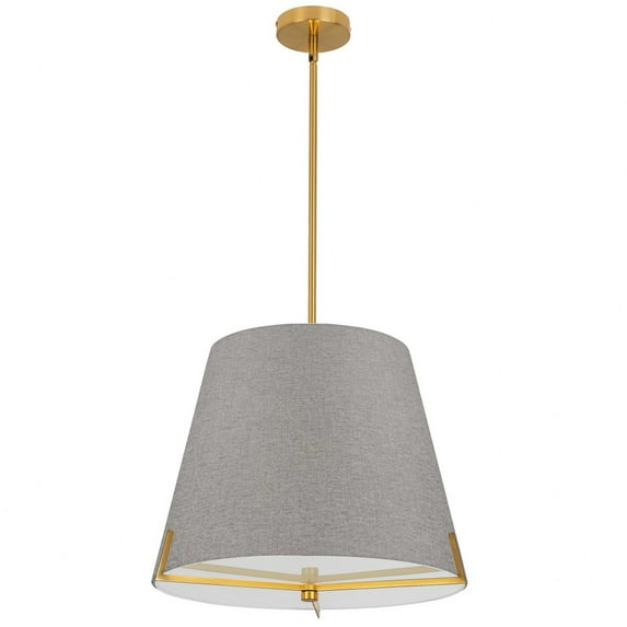 Dainolite PST-184P-AGB-GRY 4 Light Incandescent Pendant - Aged Brass with Grey Fabric Shade