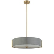 Dainolite PST-214P-AGB-GRY 21 in. Preston 4 Light Incandescent Pendant, Aged Brass with Gray Shade