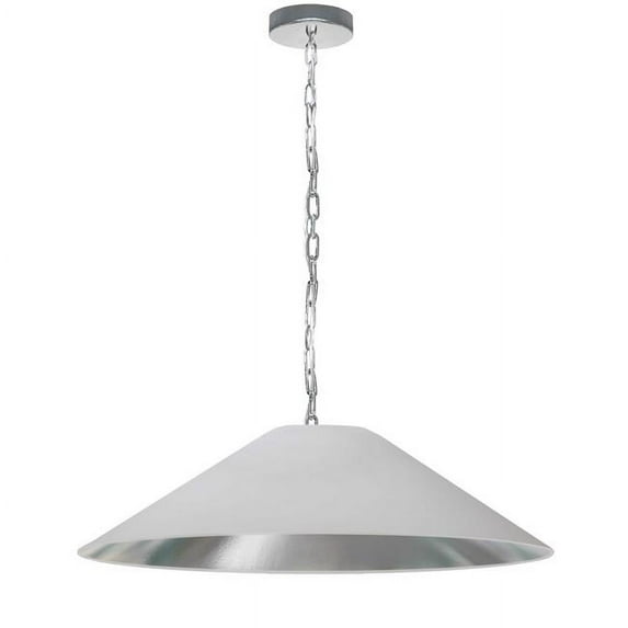 Dainolite PSY-L-PC-691 1 Light Incandescent Pendant, Polished Chrome with White & Silver Shade