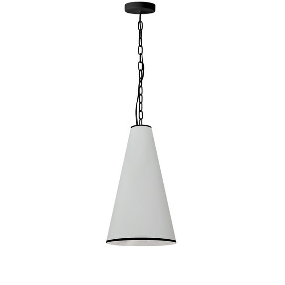 Dainolite PYM-S-MB-BW 1 Light Incandescent Pendant, Matte Black with White Shade & Black Trim