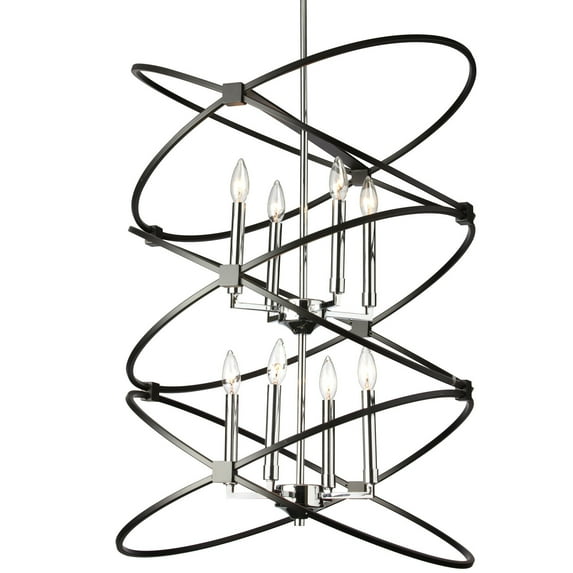 Dainolite - Paloma - Eight Light Chandelier Polished Chrome/Black Finish -