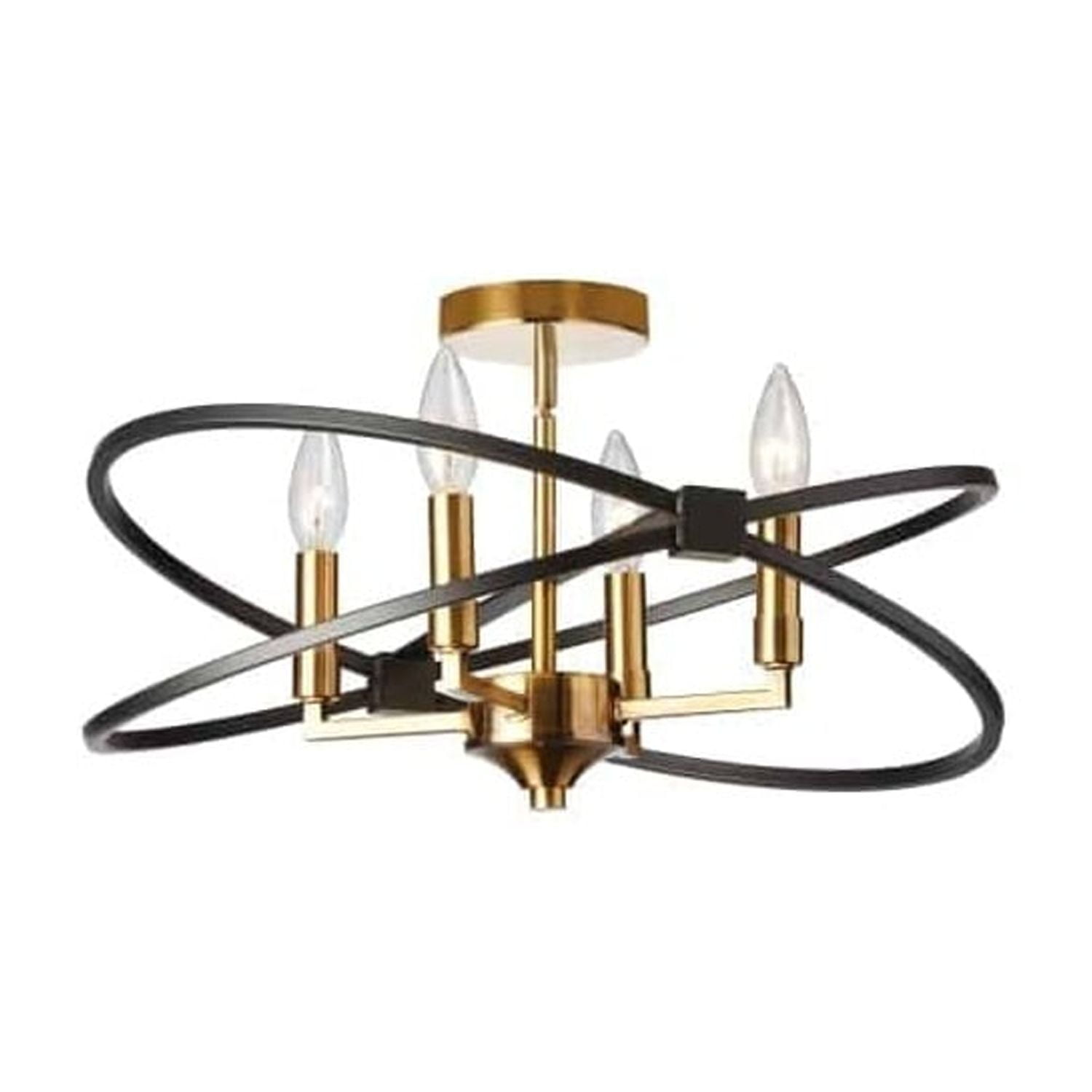 Paloma Vintage Bronze and Matte Black 4-Light Semi-Flush Ceiling Fixture