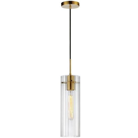 Dainolite 1LT Incand Pendant, AGB, CLR Fluted Glass