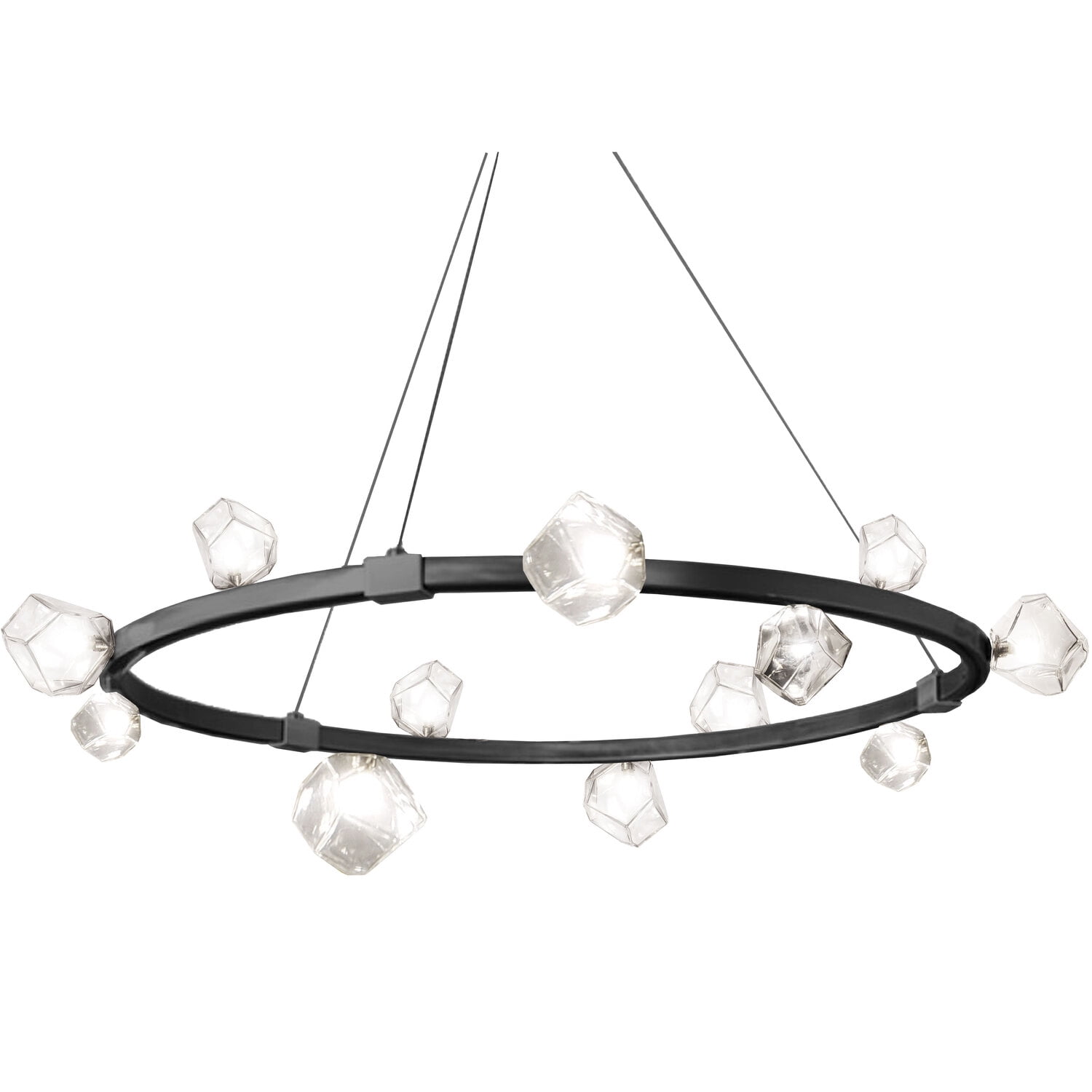 Matte Black and Crystal 42.5" Modern Circular Chandelier