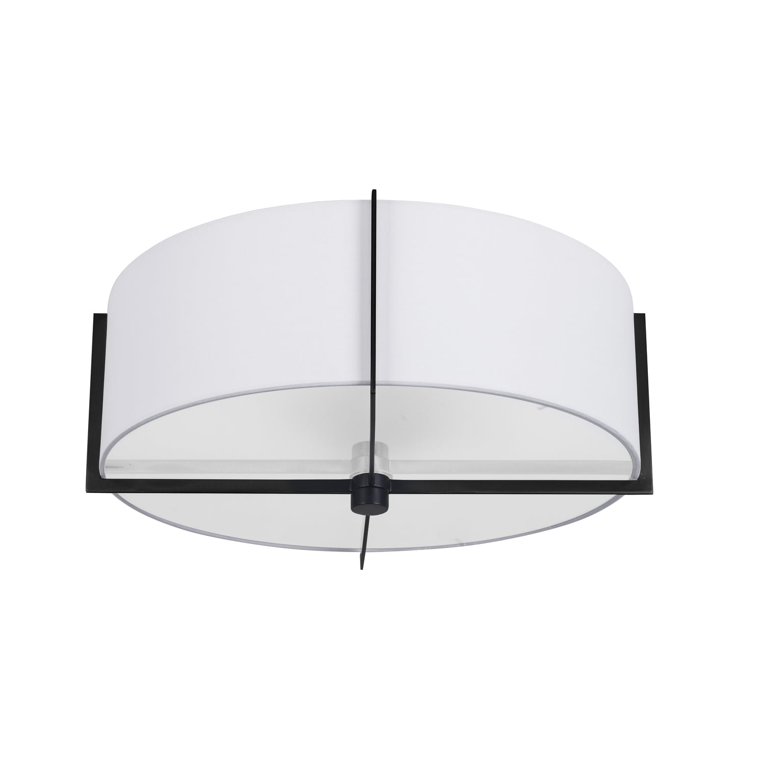 Preston Matte Black 15" Drum Semi-Flush Mount with White Shade