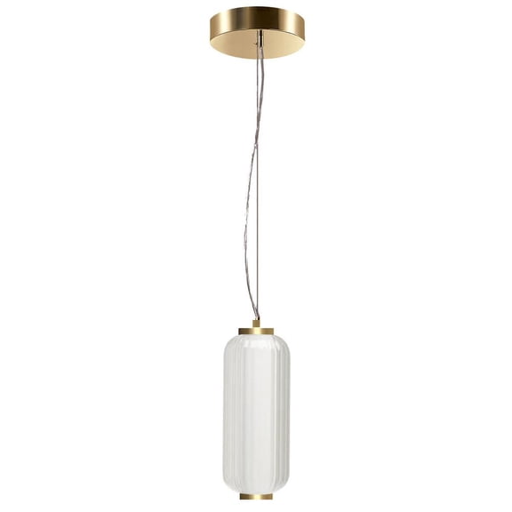 Dainolite 10W Pendant, AGB, CLR Fluted Glass