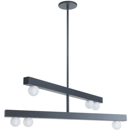 Dainolite 6 Light Matte Black Chandelier w/ Frosted Glass
