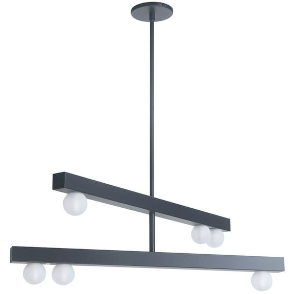 Dainolite 6 Light Matte Black Chandelier w/ Frosted Glass