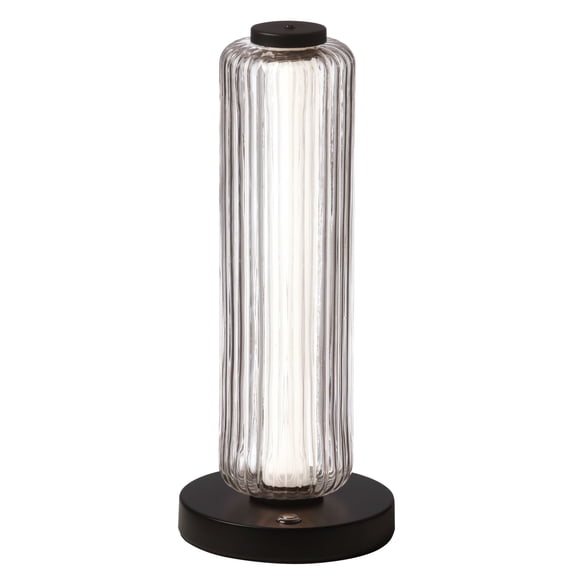 Dainolite 10W Matte Black Table Lamp w/ Clear Fluted Glass