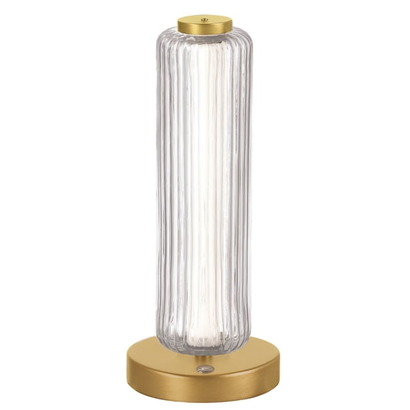 Dainolite 10W Aged Brass Table Lamp w/ Clear Fluted Glass