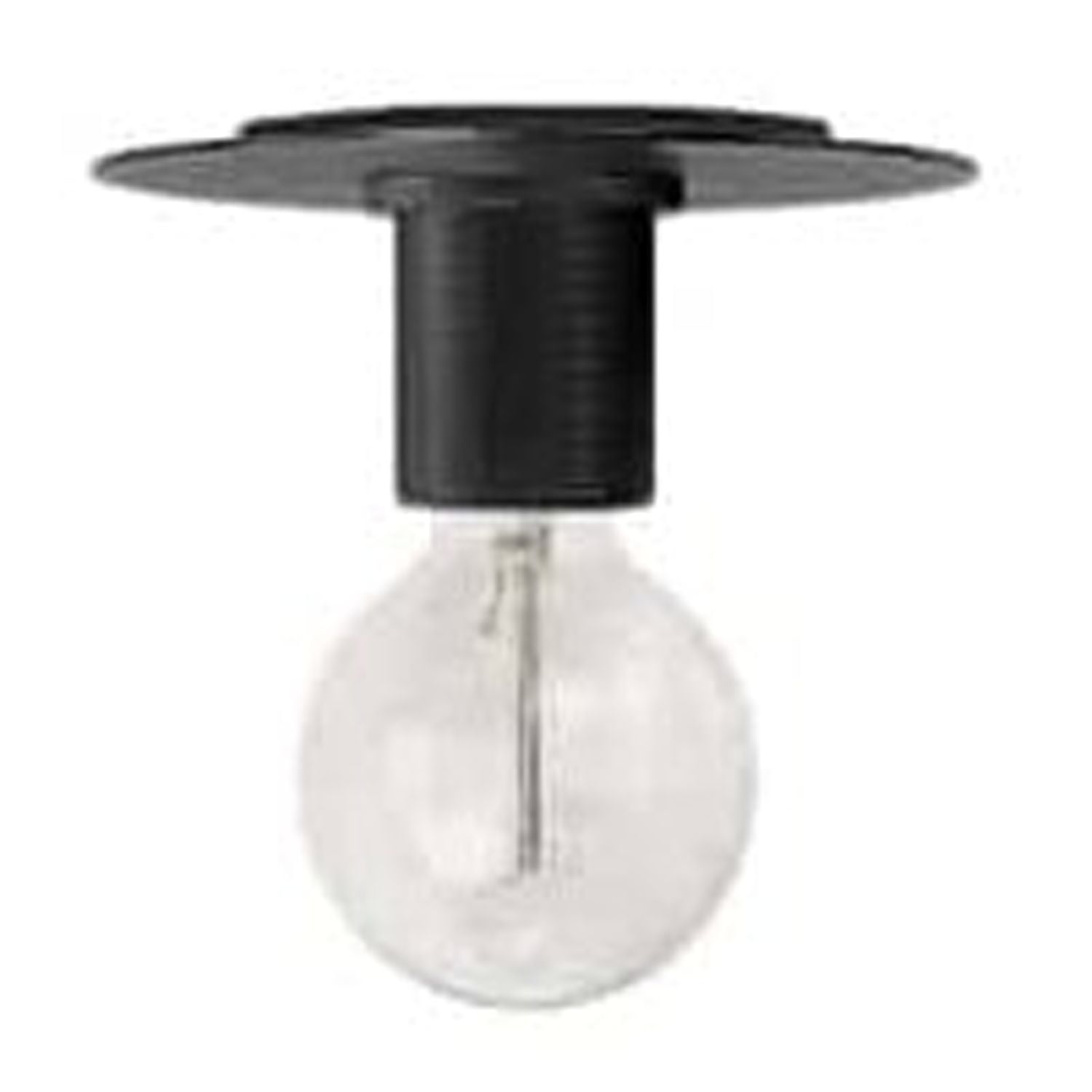 Matte Black Glass Drum Indoor/Outdoor Flush Mount Light