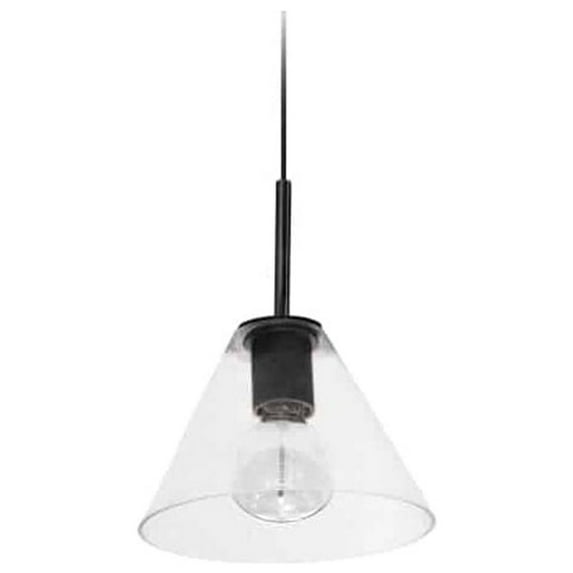 Dainolite 1LT Pendant, MB w/ CLR Glass-Color:Matte Black