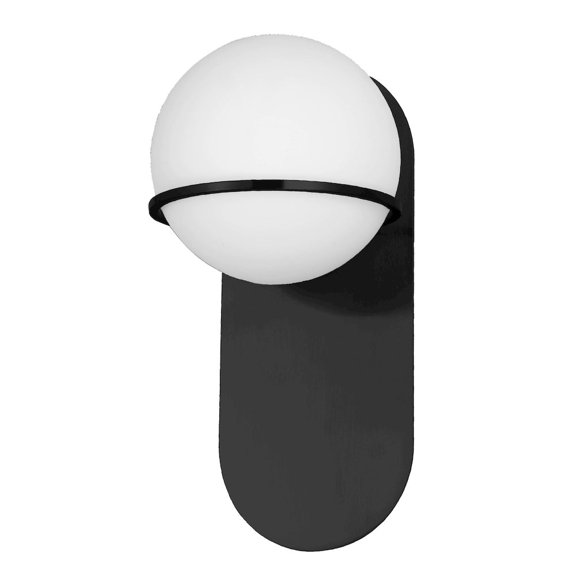 Dainolite 1 Light Halogen Wall Satin Chrome Matte Black with White Glass