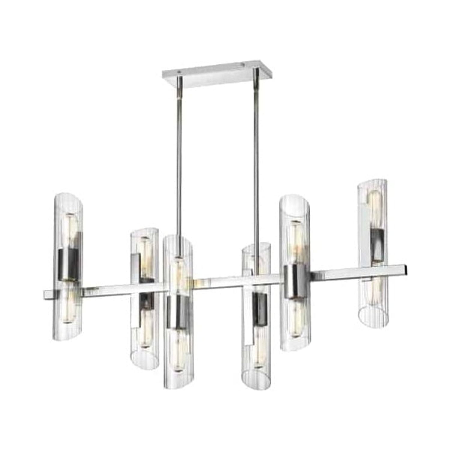 Samantha 12-Light Chrome and Black Horizontal Chandelier