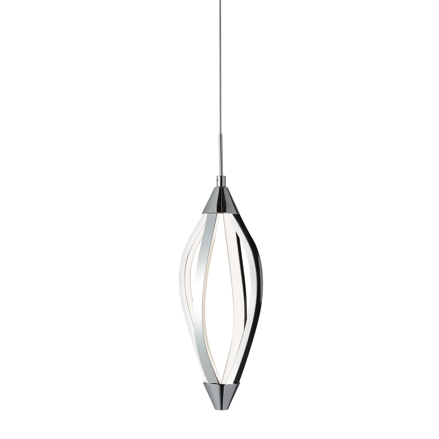 Selene 15" Chrome LED Pendant Light with Abstract Shade