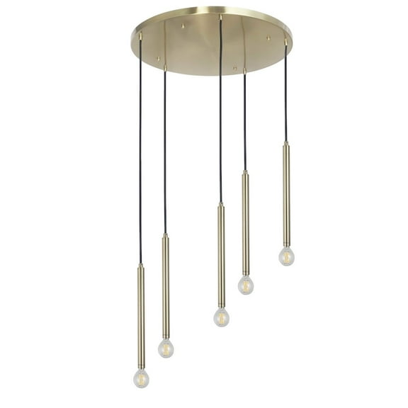 Dainolite 5 Light Pendant in Aged Brass