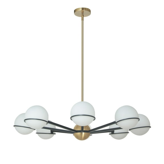 SOF-388C-MB-AGB-Dainolite-Sofia - 8 Light Chandelier In Modern Style-7.75 Inches Tall and 38 Inches Wide-Matte Black/Aged Brass Finish