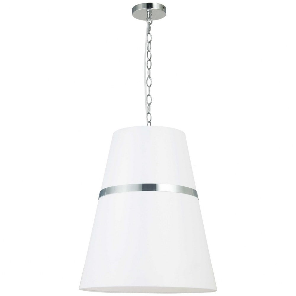 Modern Black and White Drum Pendant Light with Chrome Finish