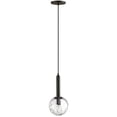 thumbnail image 1 of Dainolite 1 Light Incandescent Pendant, Matte Black with Clear Hammered Glass, 1 of 2