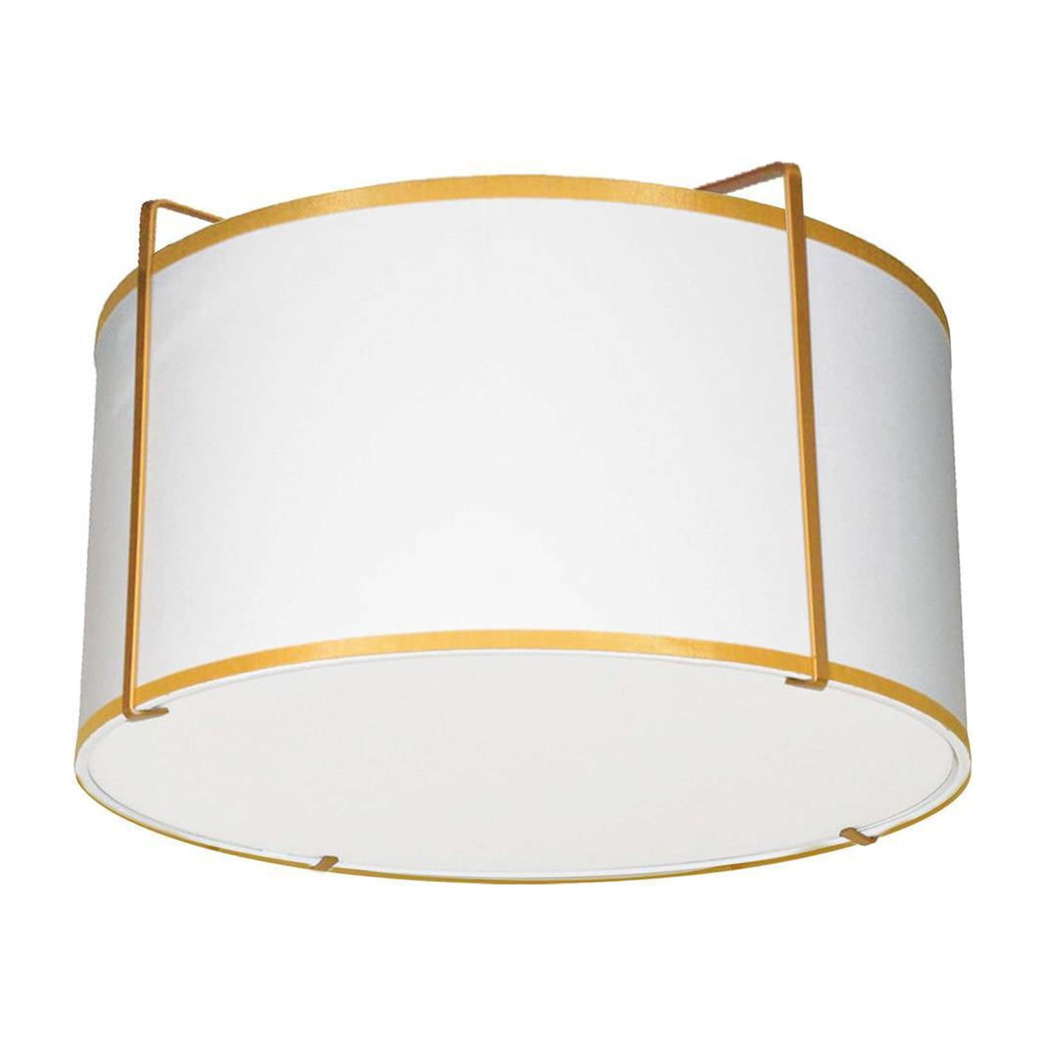 Aged Brass and Crystal Drum Ceiling Light, 12-inch