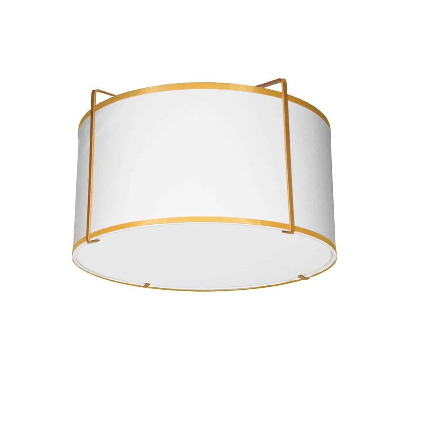 Aged Brass and Crystal Drum Ceiling Light, 12-inch
