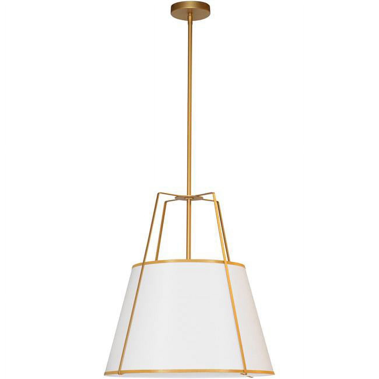 Trapezoid 3-Light 18" Black and Gold Drum Pendant with White Shade