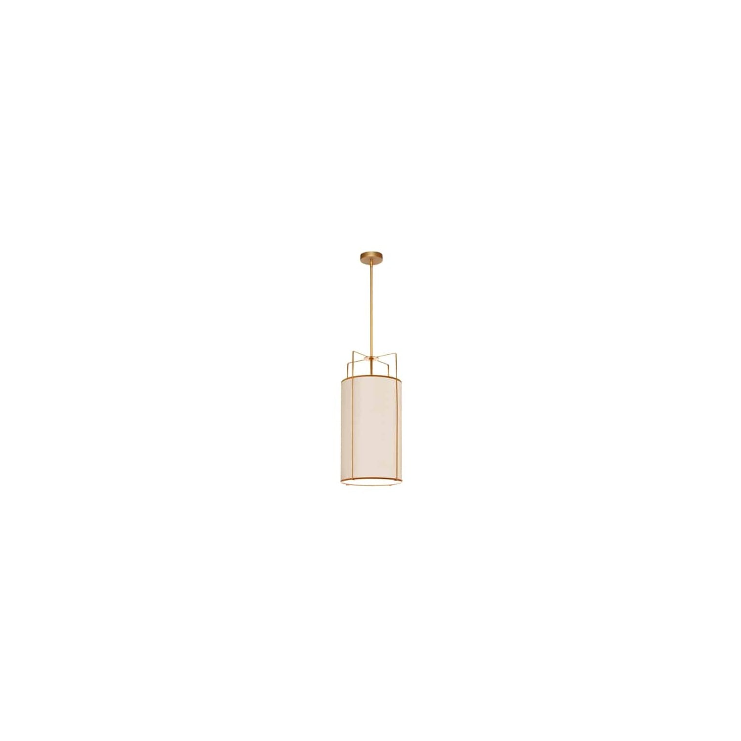 Modern Black and Gold Drum Pendant with White Shade - 12" Width